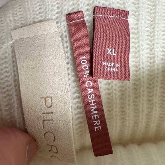 NWT Anthropologie 100% Cashmere Ribbed Mock Neck Jumper sweater Ivory Size XL - Picture 8 of 15